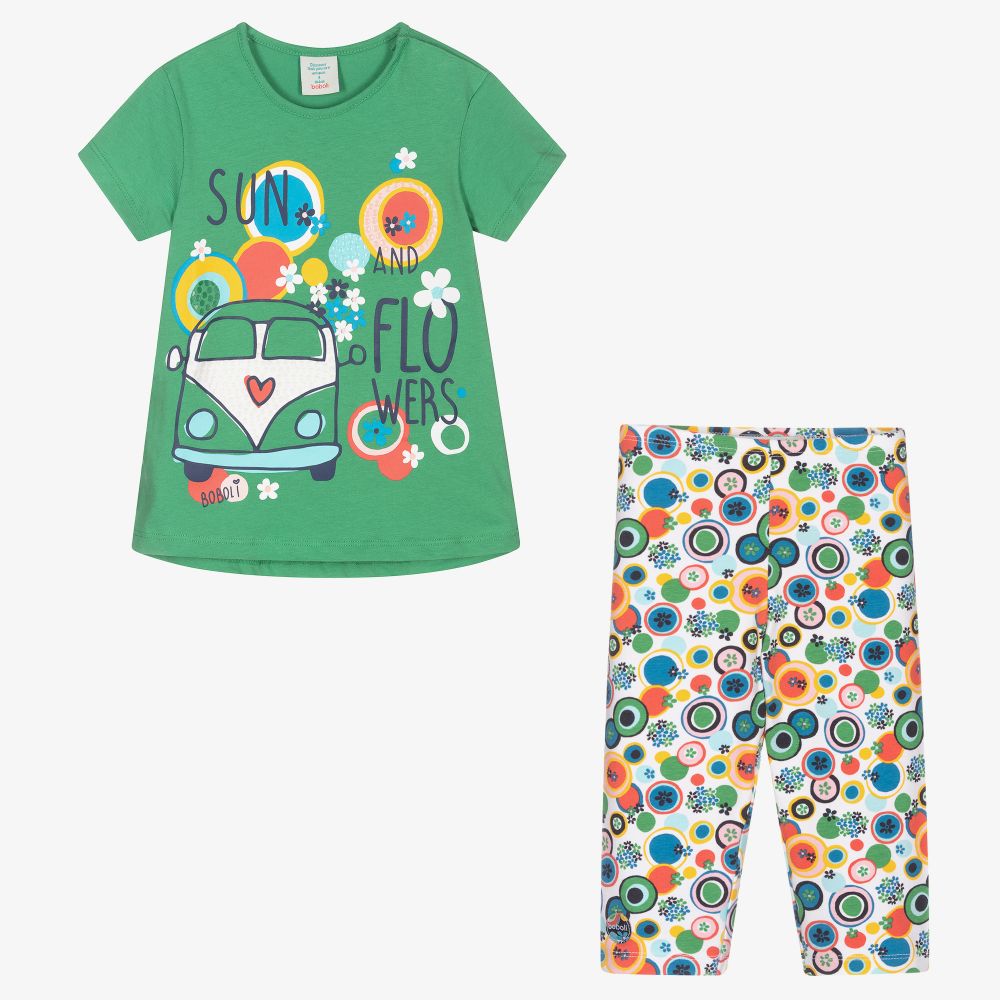 Boboli-Зеленая футболка и легинсы с цветами | Childrensalon Outlet