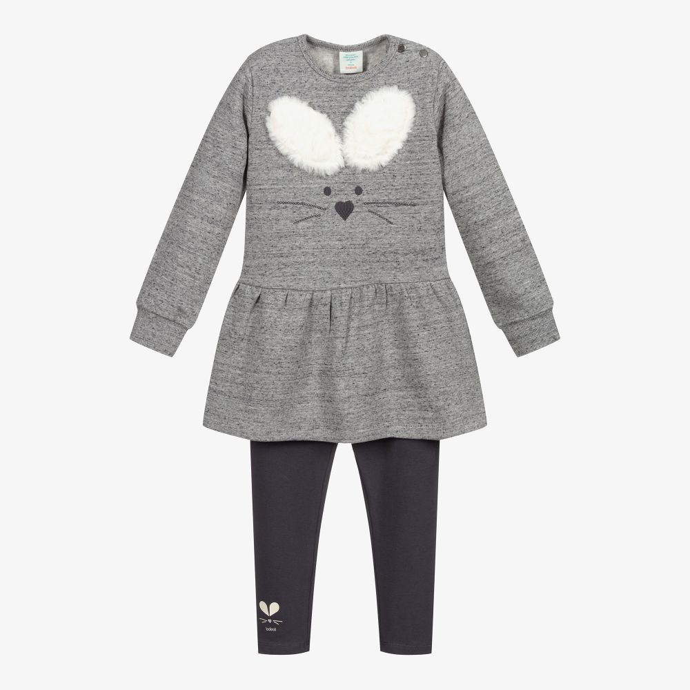 Boboli - Ensemble robe gris en jersey de coton | Childrensalon