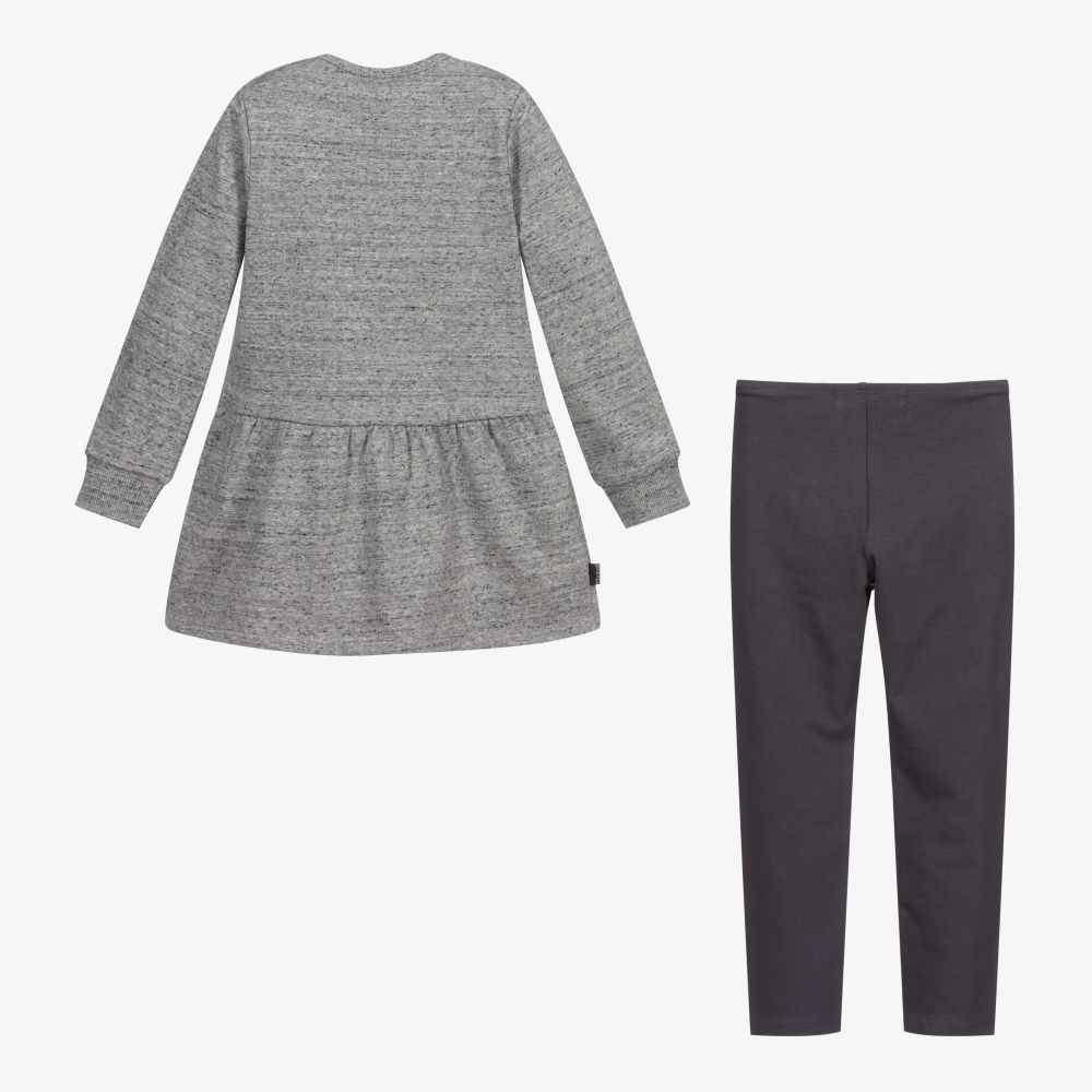 Boboli-طقم فستان قطن لون رمادي | Childrensalon Outlet