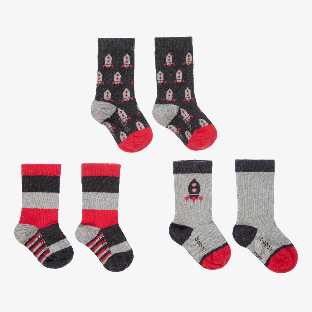 Boboli - Grey Cotton Socks (3 Pack) | Childrensalon