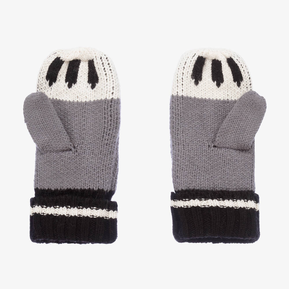بوبولي-قفازات مزيج قطن محبوك لون رمادي للأطفال | Childrensalon Outlet