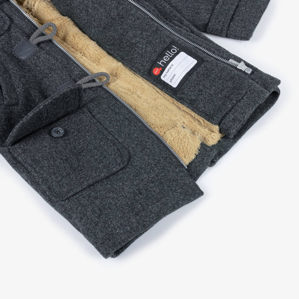Boboli-Grey Hooded Toggle Boys Coat | Childrensalon Outlet