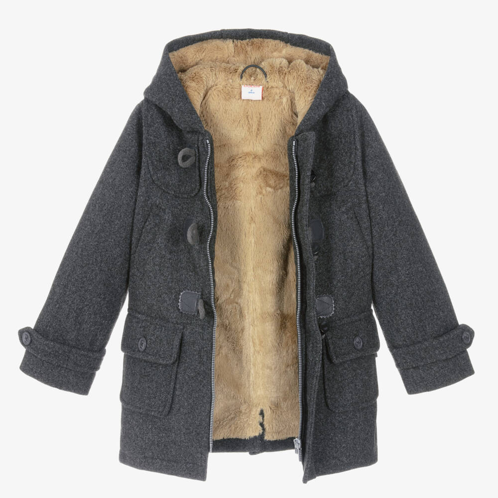 Boboli-Grey Hooded Toggle Boys Coat | Childrensalon Outlet