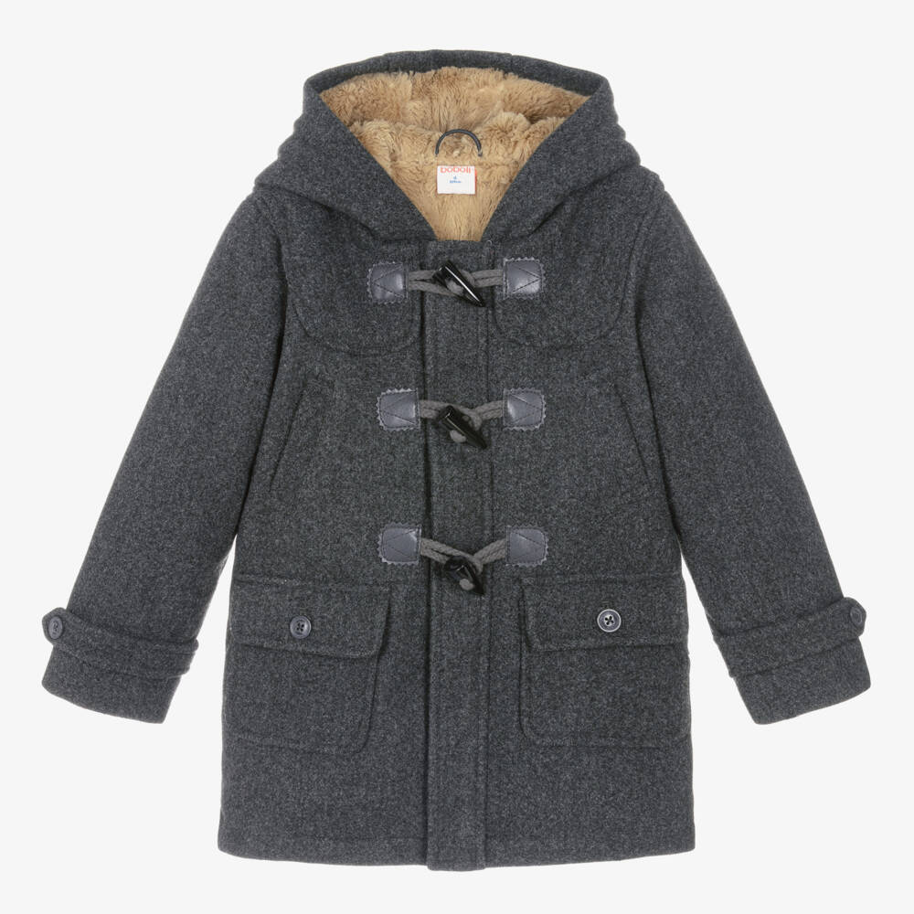 Boboli-Grey Hooded Toggle Boys Coat | Childrensalon Outlet