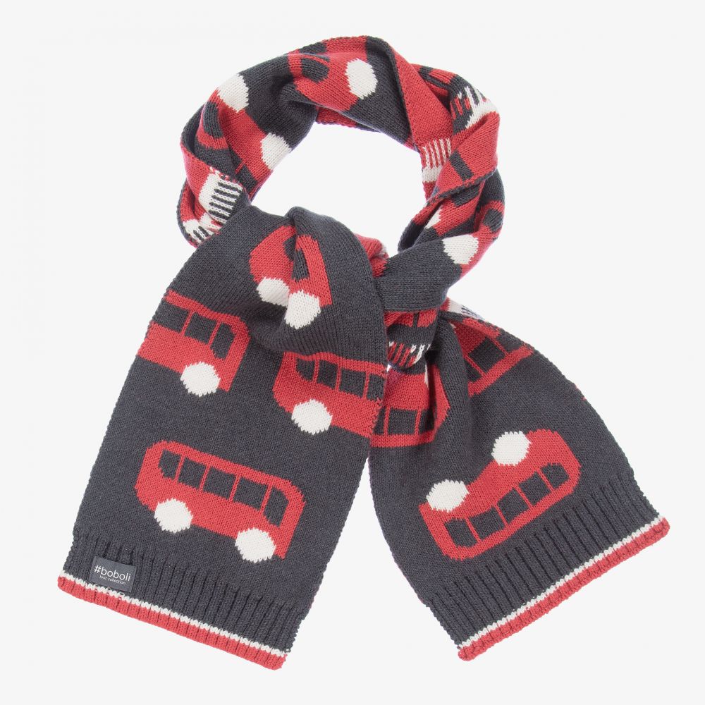 Boboli-Grey Knitted Cotton Scarf | Childrensalon Outlet
