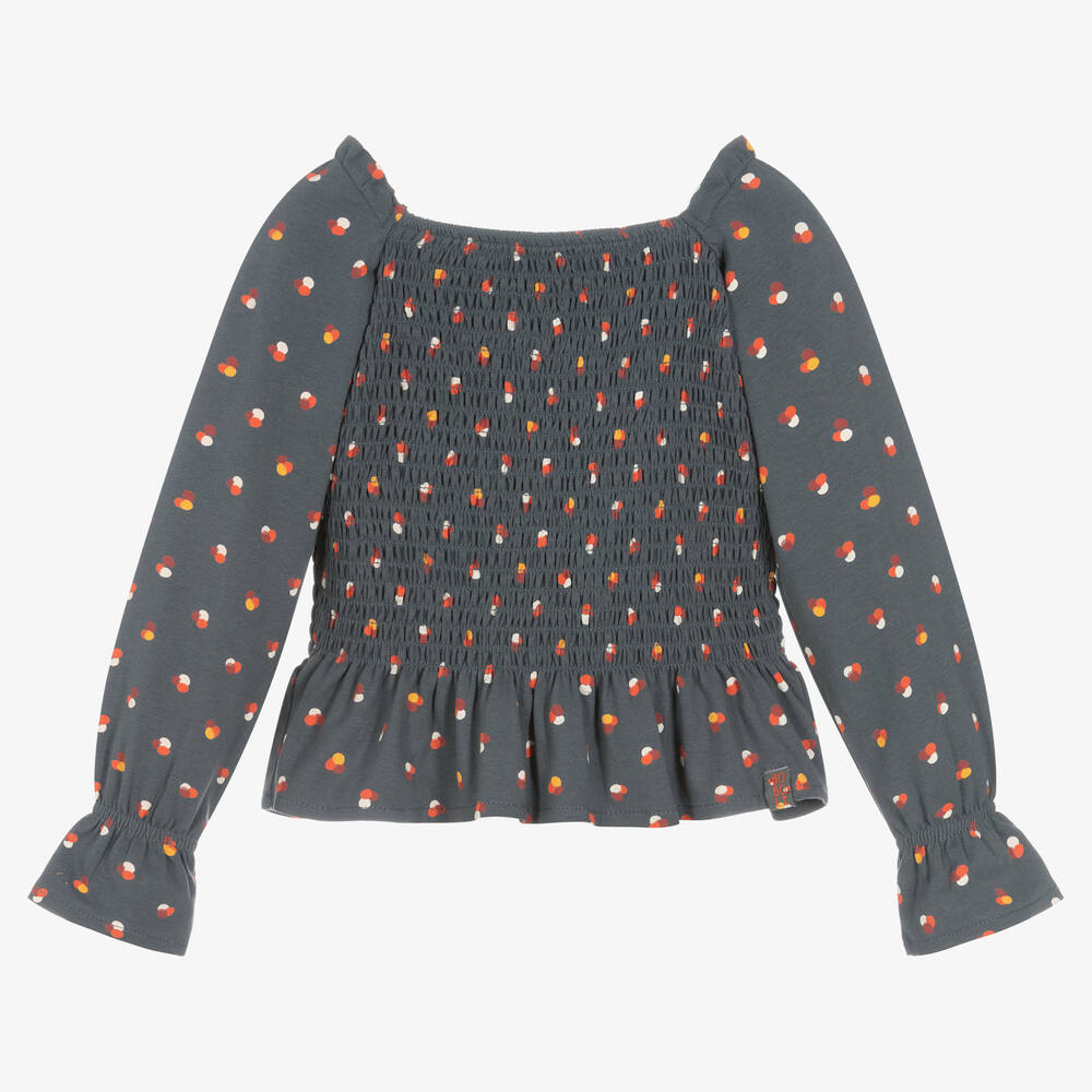 Boboli - Grey & Orange Dots Blouse | Childrensalon