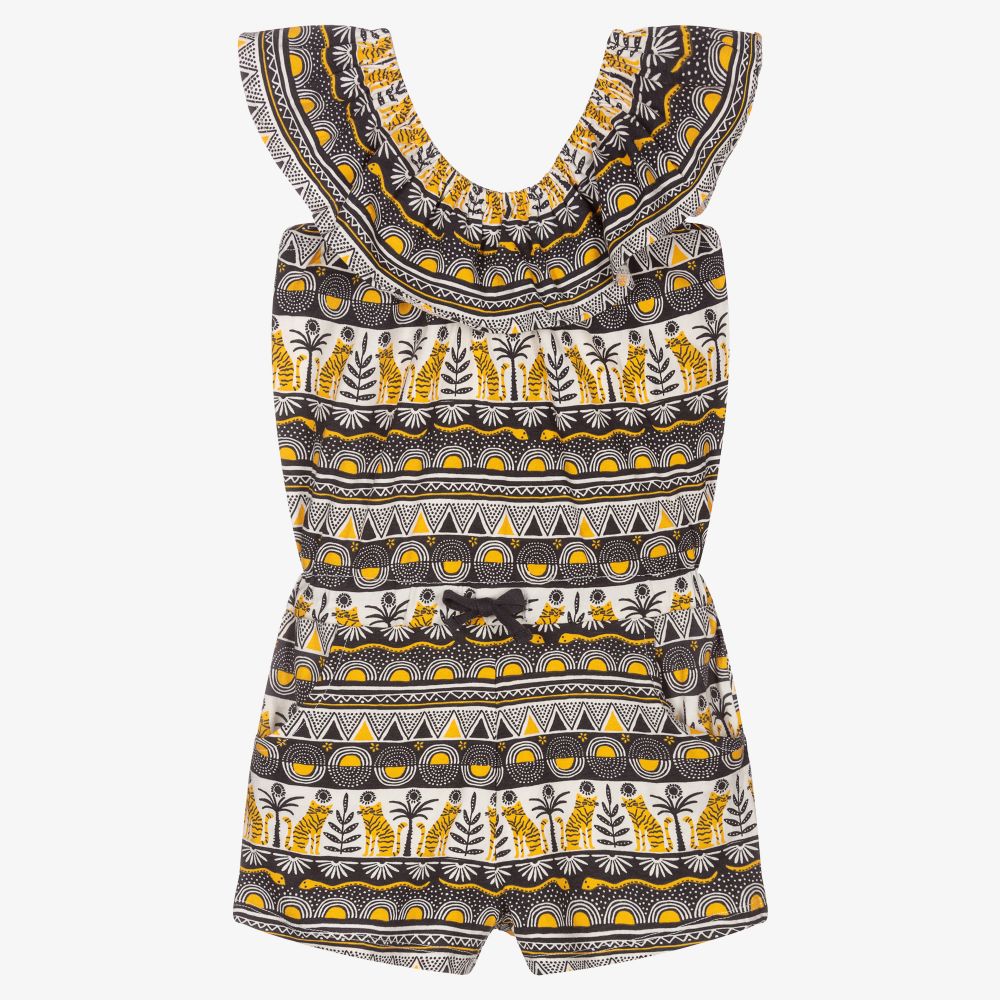 Boboli - Grey & Yellow Cotton Playsuit | Childrensalon