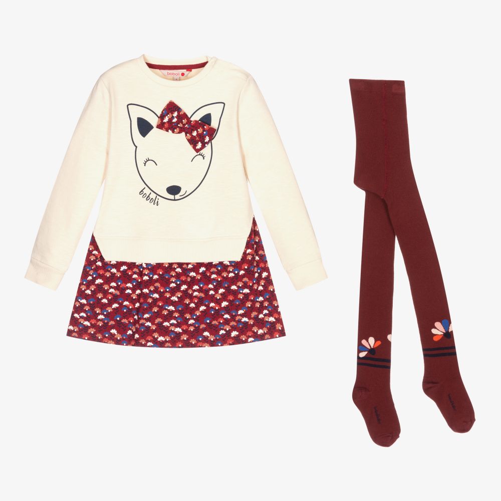 Boboli-Ivory Cat Dress Set | Childrensalon Outlet