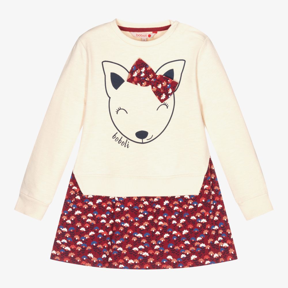 Boboli-Кремовый топ и платье с кошками | Childrensalon Outlet