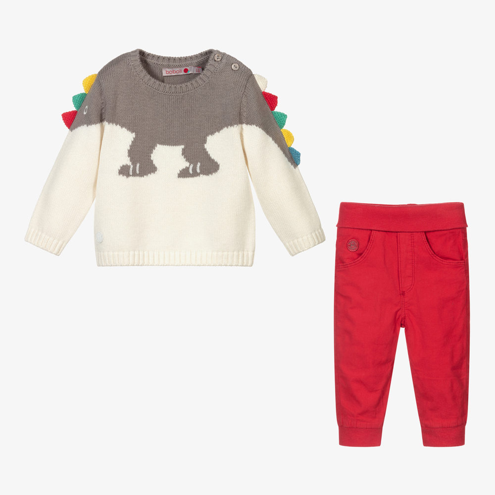 Boboli-Ivory & Red Baby Trouser Set | Childrensalon Outlet