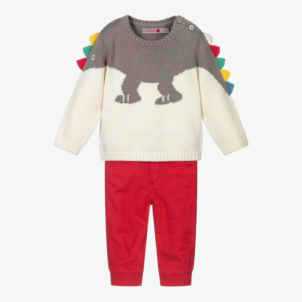 Boboli - Babyhosen-Set in Elfenbein und Rot (M) | Childrensalon