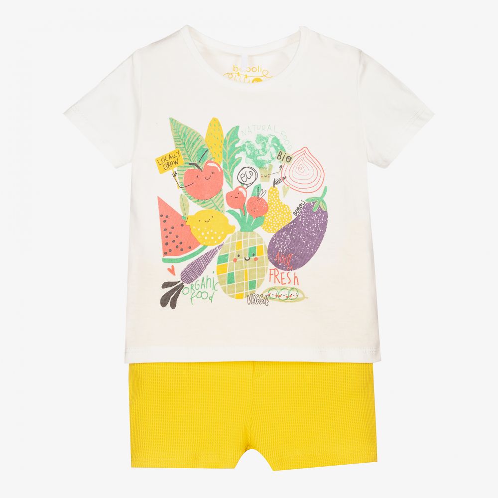Boboli - Кремовый топ и желтые шорты для малышей | Childrensalon