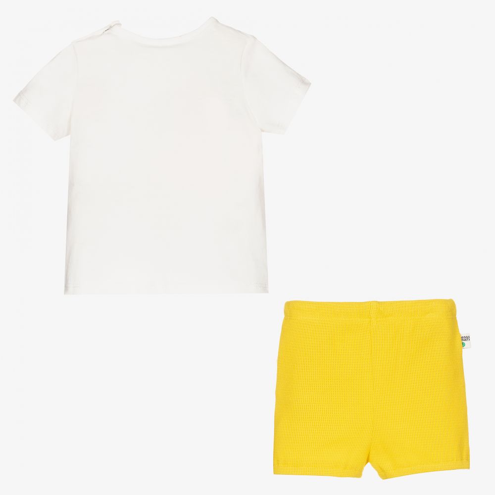Bobux-طقم شورت قطن جيرسي لون عاجي وأصفر للمولودات | Childrensalon Outlet
