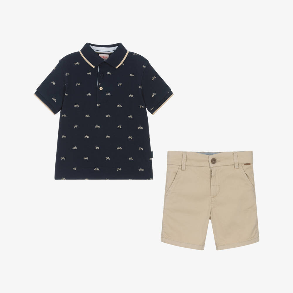 Boboli-Комплект из хлопка синий и бежевый для мальчиков | Childrensalon Outlet