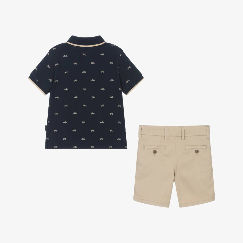 Boboli-Комплект из хлопка синий и бежевый для мальчиков | Childrensalon Outlet