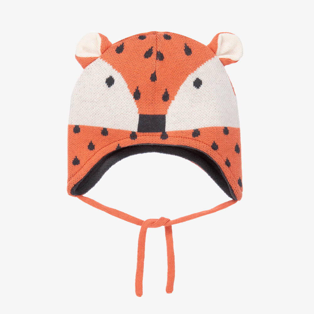 Boboli - Orange Knitted Fox Hat  | Childrensalon