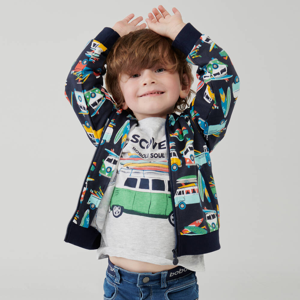 Boboli-Organic Cotton Zip-Up Hoodie | Childrensalon Outlet
