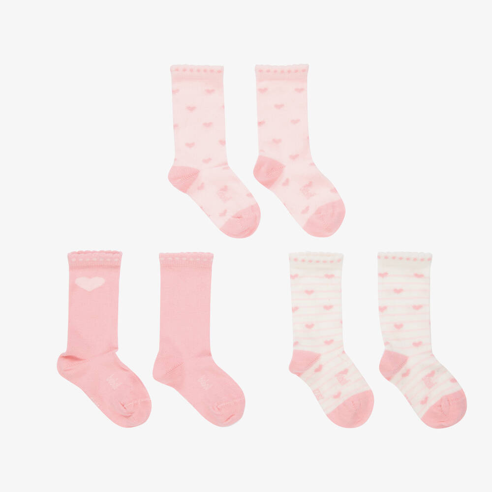 Boboli - Розовые хлопковые носки (3пары) | Childrensalon