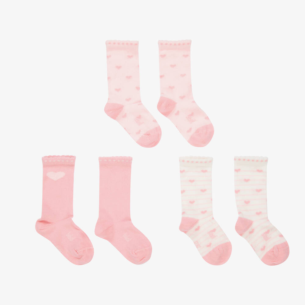 Boboli-Pink Cotton Socks (3 Pack) | Childrensalon Outlet