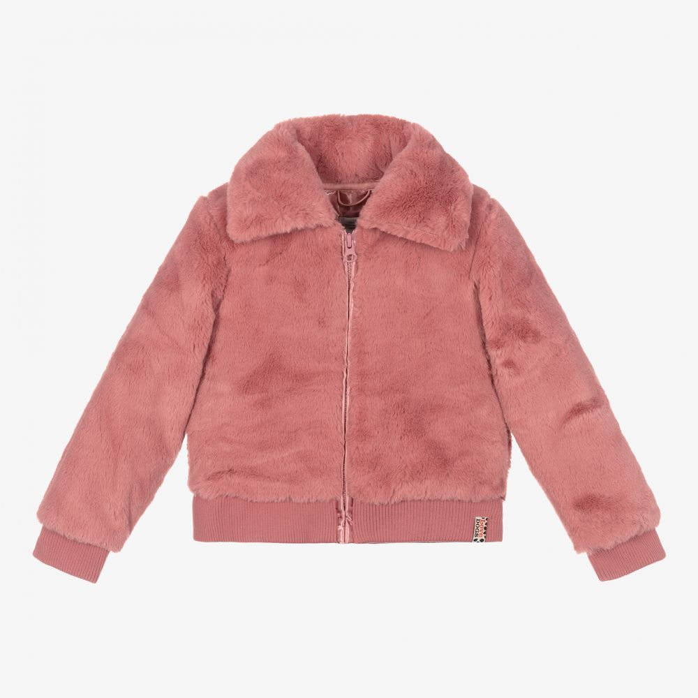 Boboli - Розовая куртка-бомбер из искусственного меха | Childrensalon
