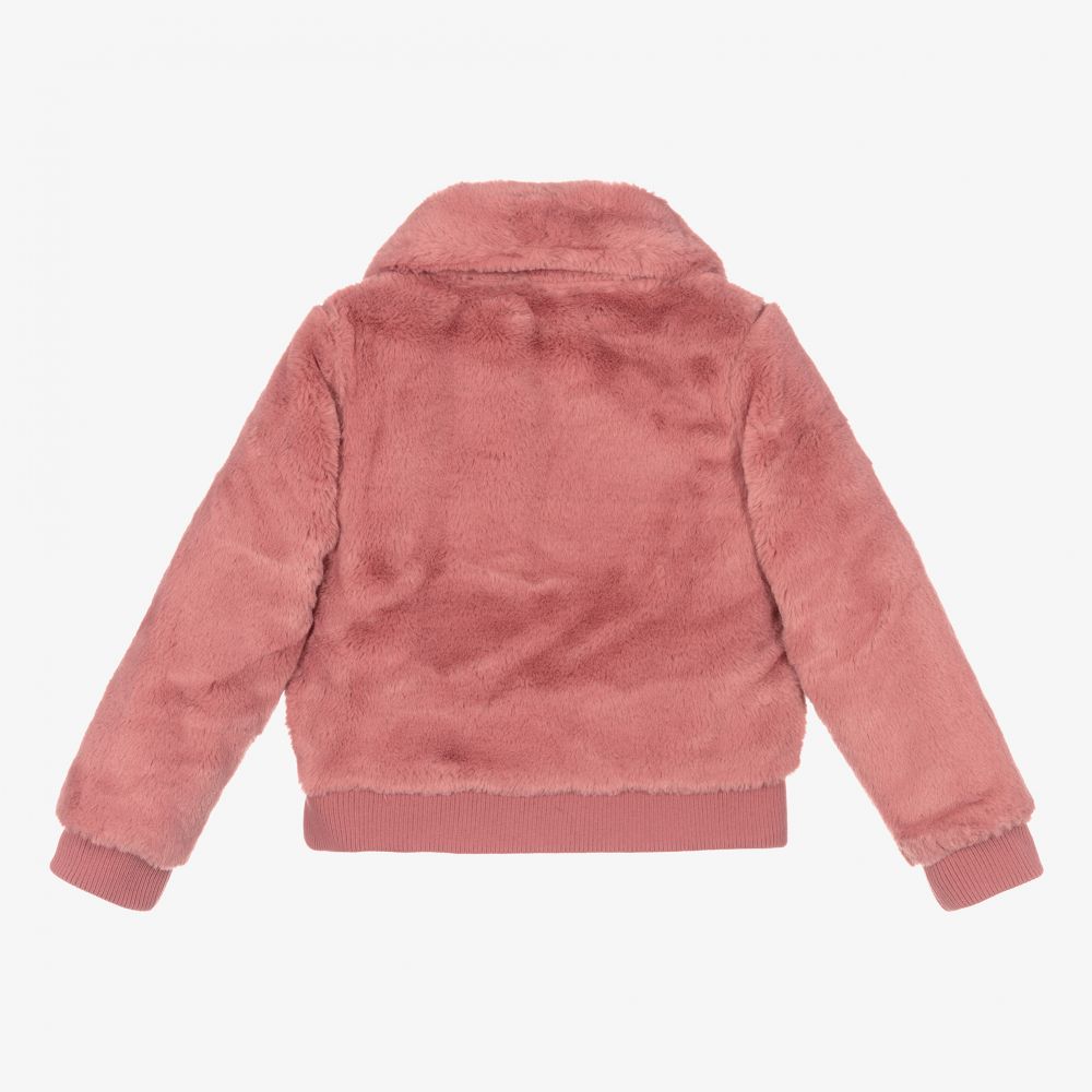 Boboli-Pink Faux Fur Bomber Jacket | Childrensalon Outlet