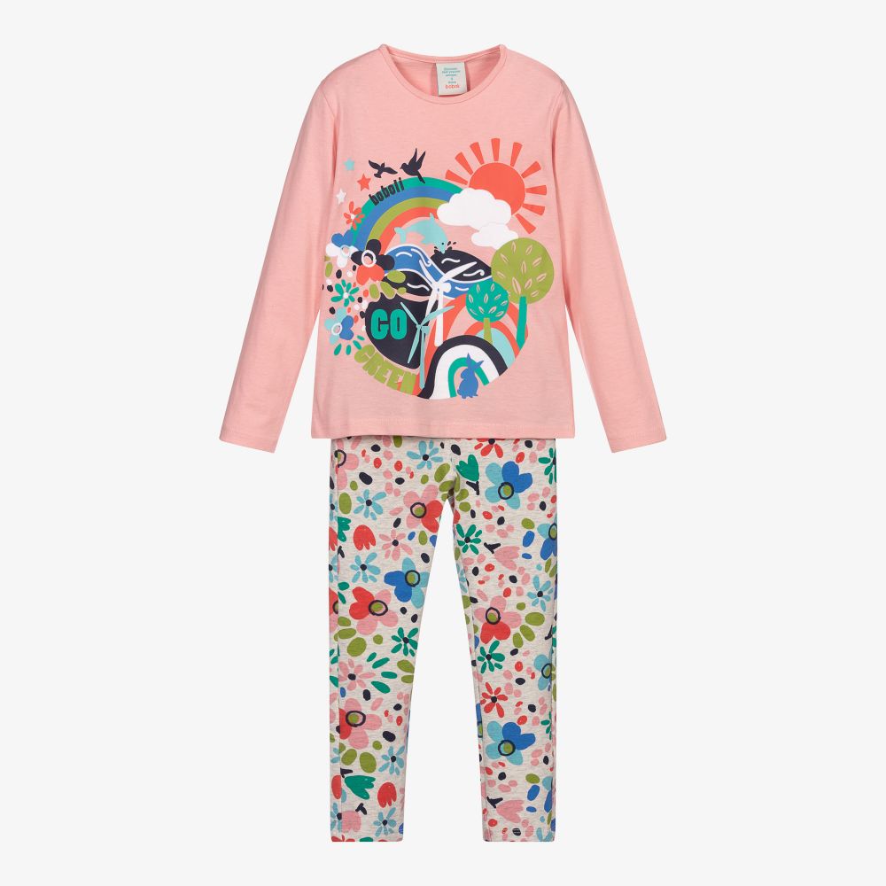 Boboli-Комплект с розовыми хлопковыми брюками в цветочек | Childrensalon Outlet