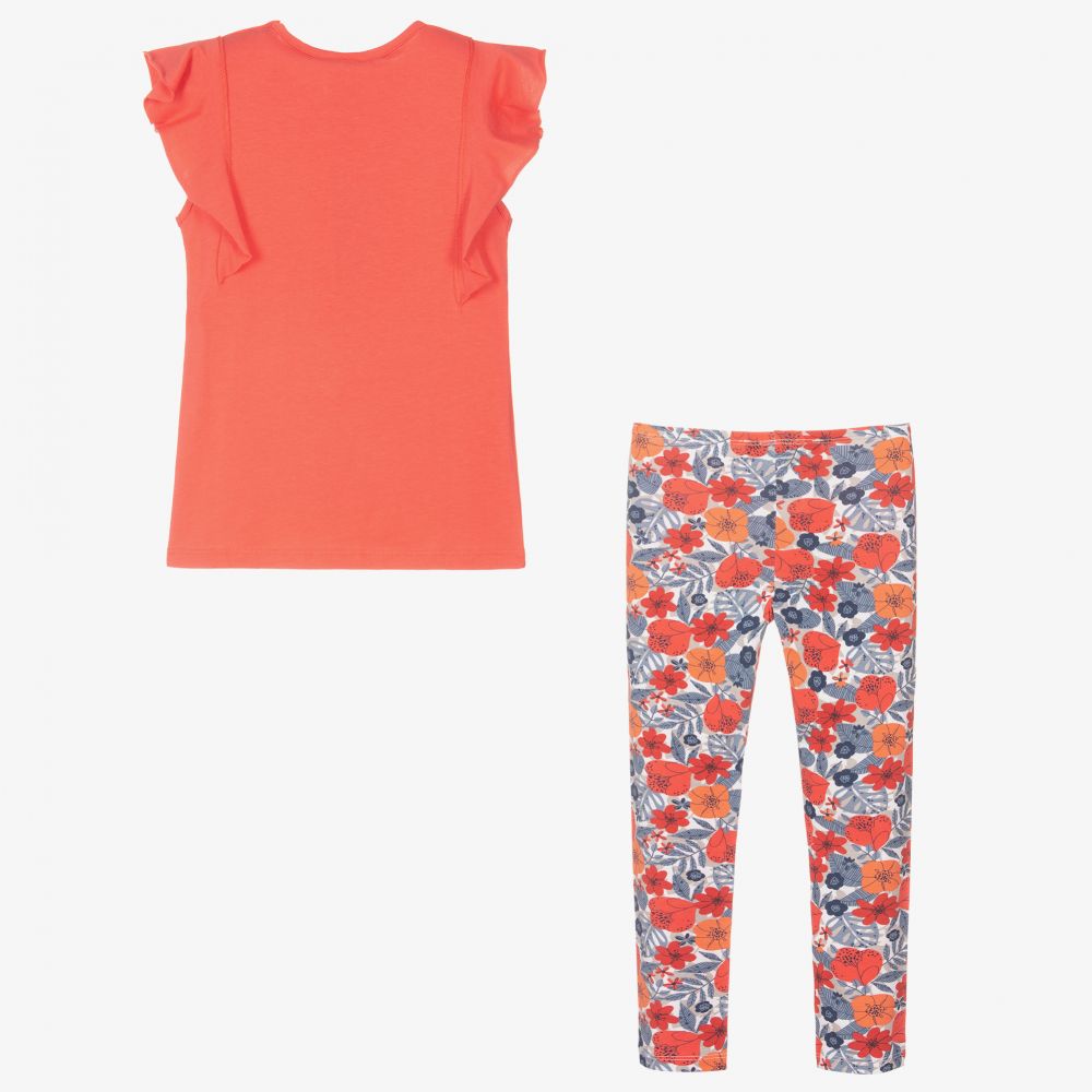 Boboli-طقم ليغنغز قطن جيرسي لون زهري بطبعة ورود للبنات | Childrensalon Outlet