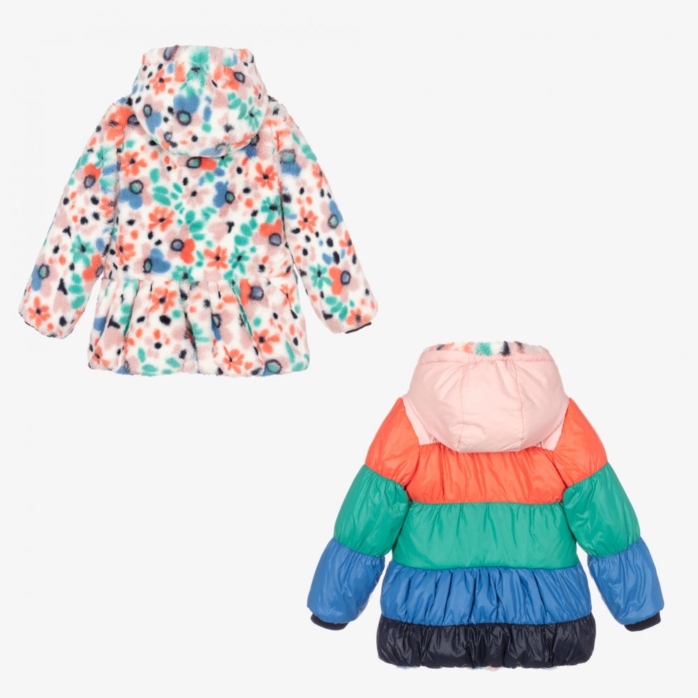 Boboli-Pink & Green Reversible Coat | Childrensalon Outlet
