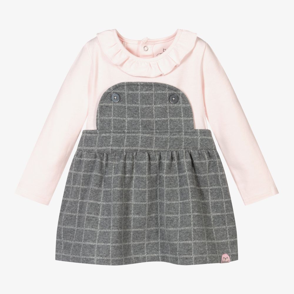 Boboli - Pink & Grey Check Baby Dress | Childrensalon