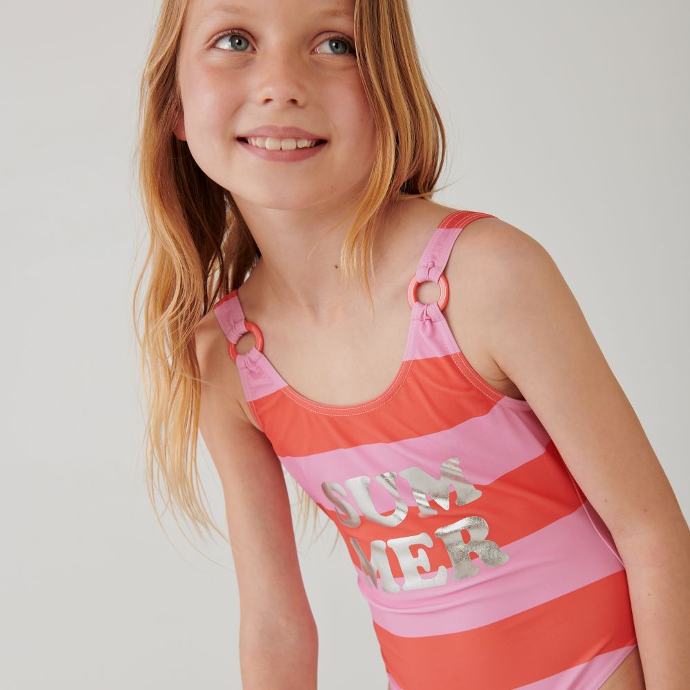 Boboli Pink Red Stripe Swimsuit Childrensalon Outlet
