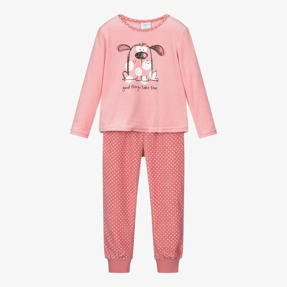 Boboli - Rosa Velours-Schlafanzug | Childrensalon