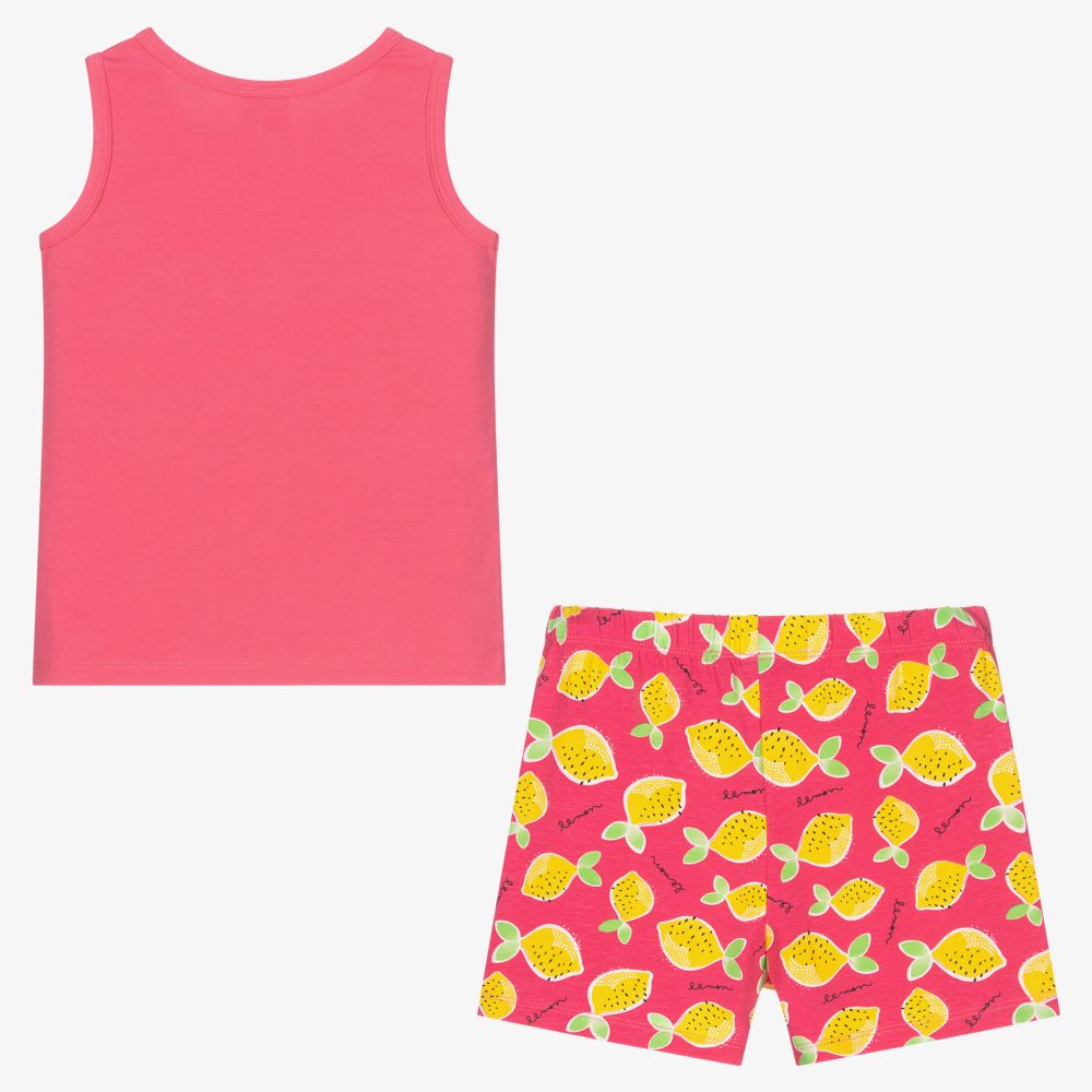 بوبولي-بيجاما قطن جيرسي لون زهري وأصفر للبنات | Childrensalon Outlet