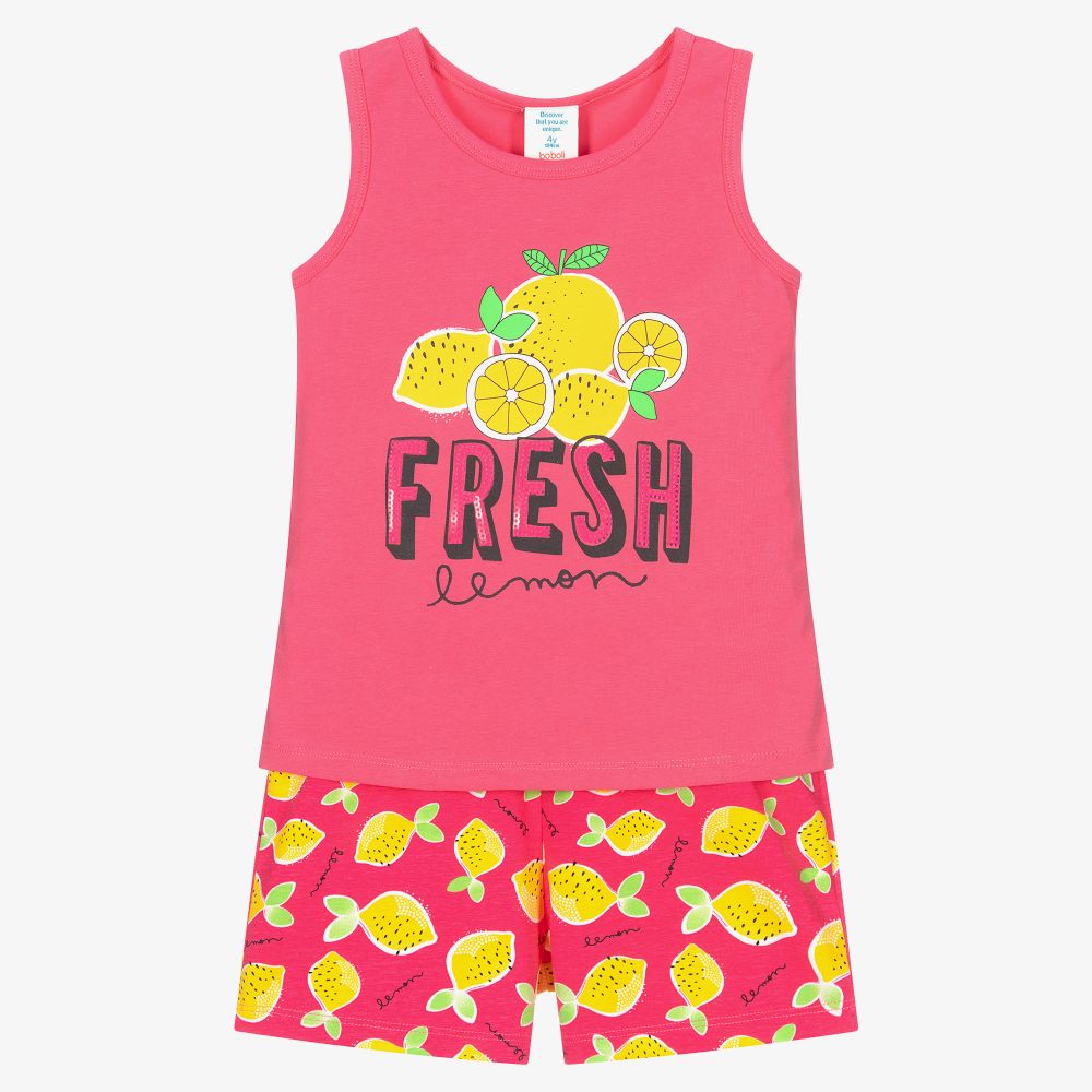 Boboli - Pink & Yellow Lemon Pyjamas | Childrensalon