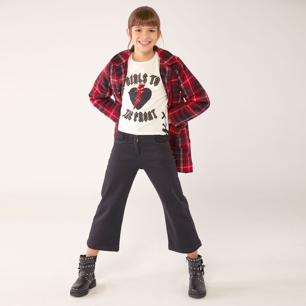 Boboli Red Black Check Coat Childrensalon Outlet