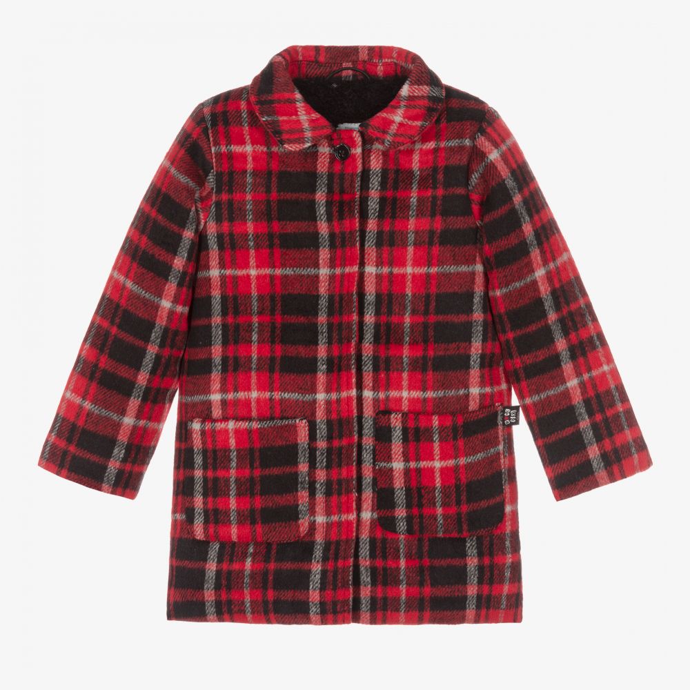 Boboli - Manteau rouge et noir à carreaux | Childrensalon