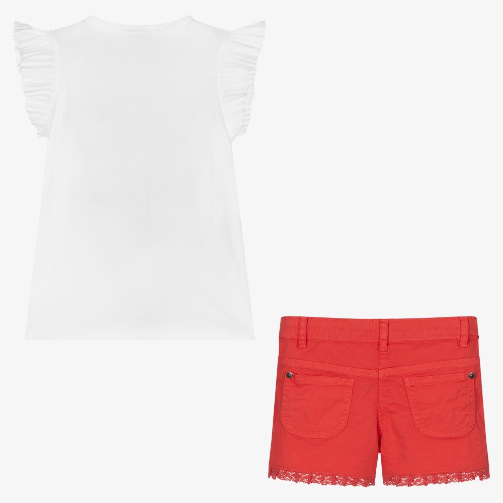 Boboli Red Flower Girl Shorts Set Childrensalon Outlet