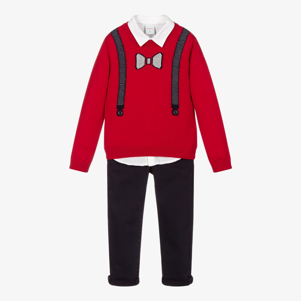 Boboli - Set mit Hose in Rot und Navyblau | Childrensalon
