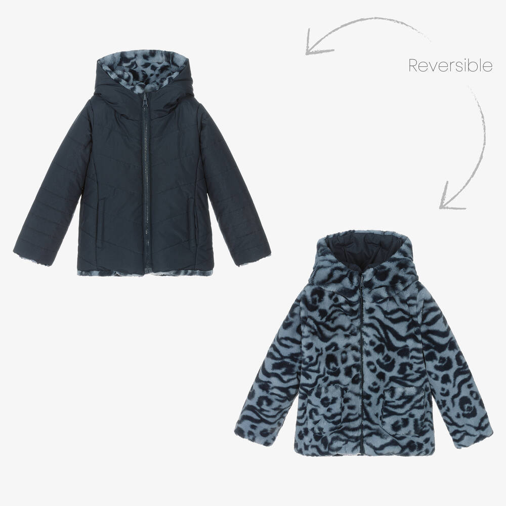 Boboli - Двусторонняя голубая куртка с леопардовым принтом | Childrensalon