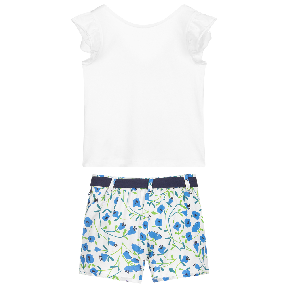 Boboli - Ensemble short fleuri blanc et 