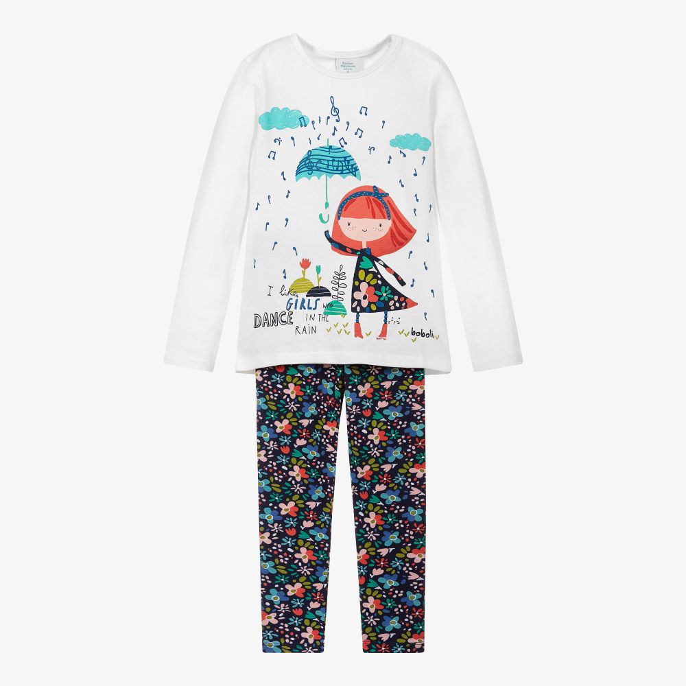 Boboli - Leggings-Set in Weiß und Blau | Childrensalon