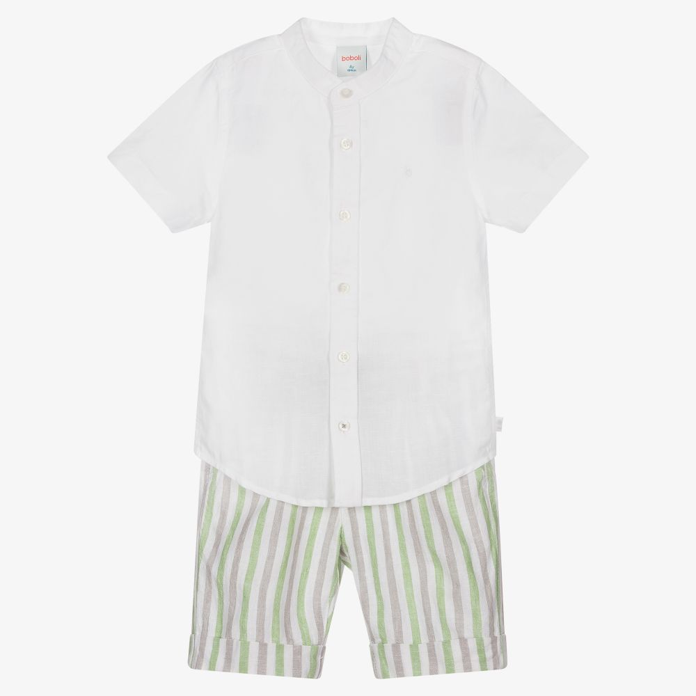 Boboli - Ensemble short blanc et vert | Childrensalon