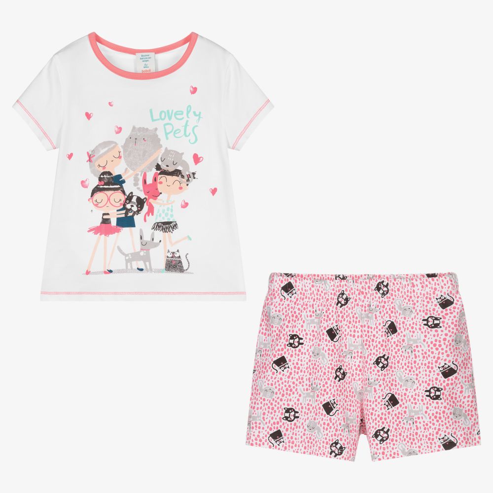 Boboli-Бело-розовая пижама с домашними животными | Childrensalon Outlet