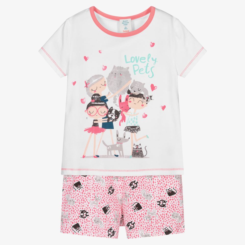 Boboli - Pyjama blanc/rose Animaux de compagnie | Childrensalon