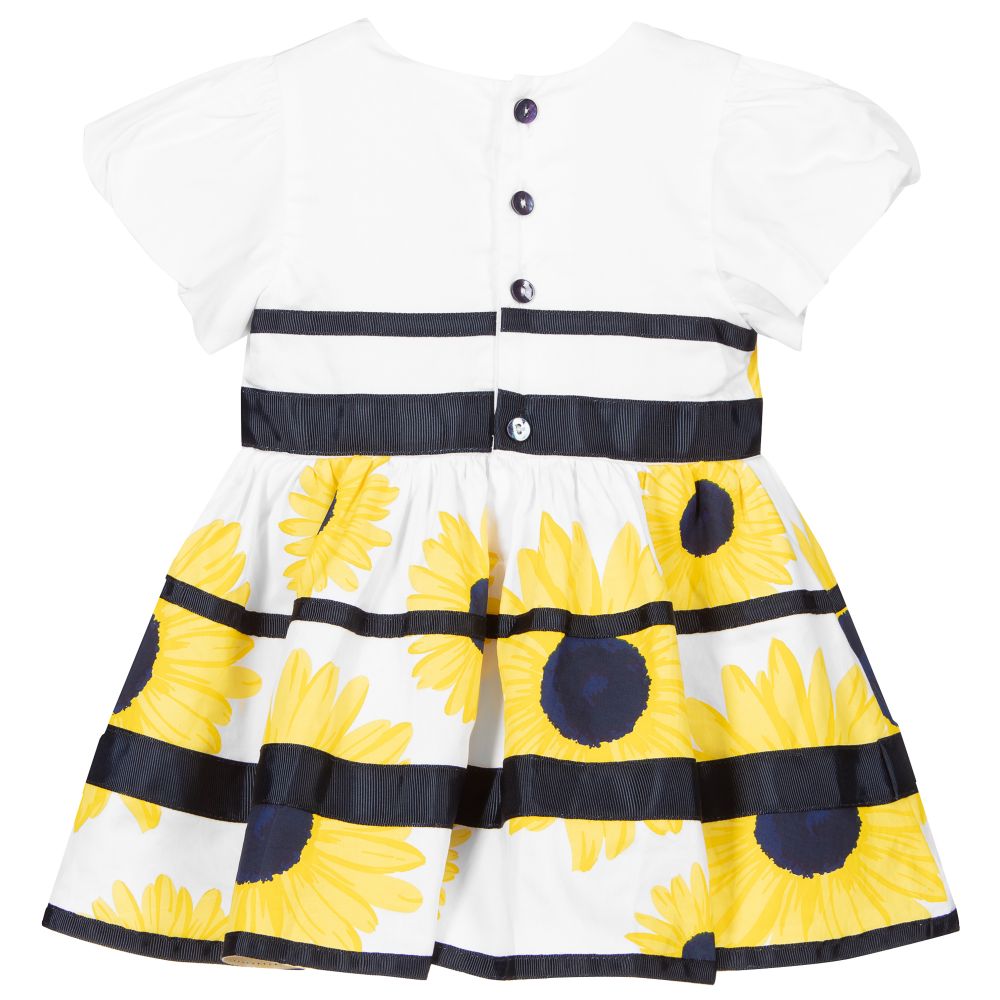 Boboli-Бело-желтое хлопковое платье | Childrensalon Outlet