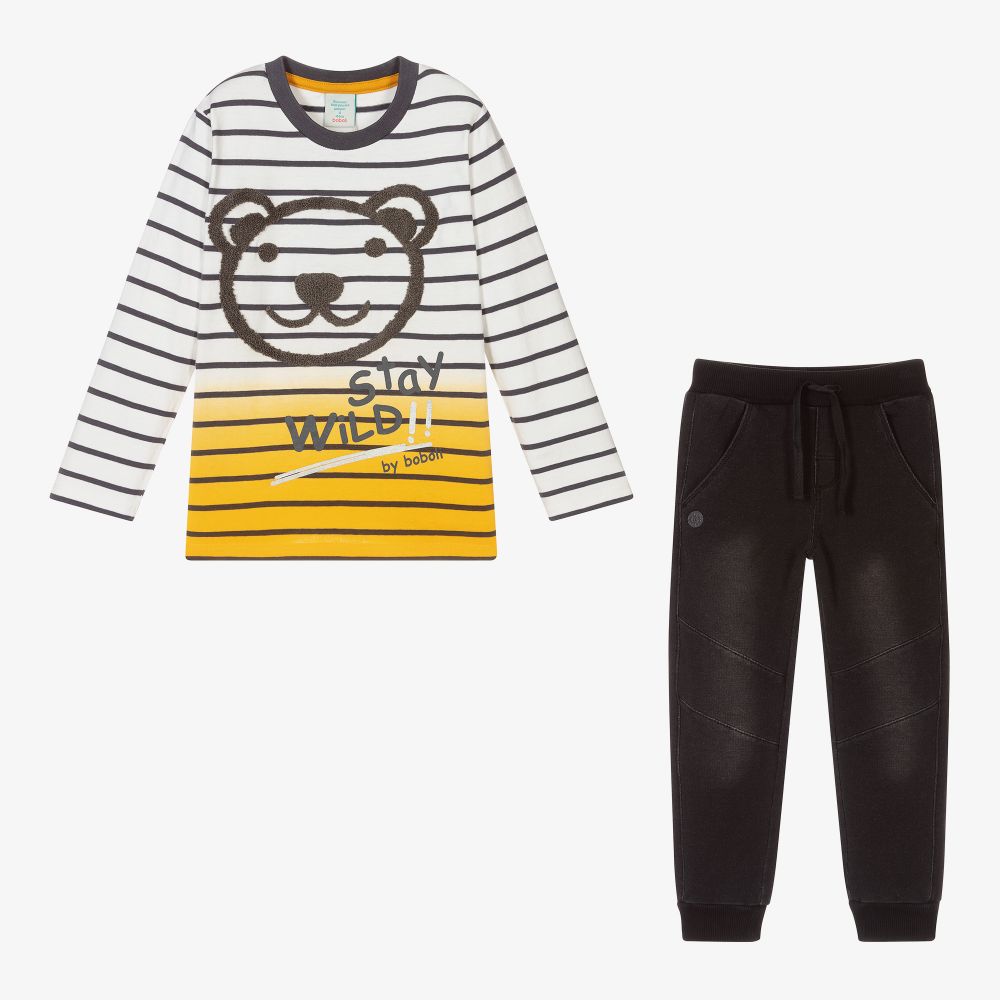 Boboli-Yellow & Black Joggers Set | Childrensalon Outlet