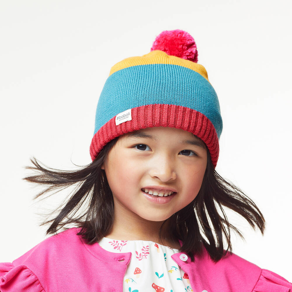 Boboli-Yellow & Blue Knitted Hat | Childrensalon Outlet