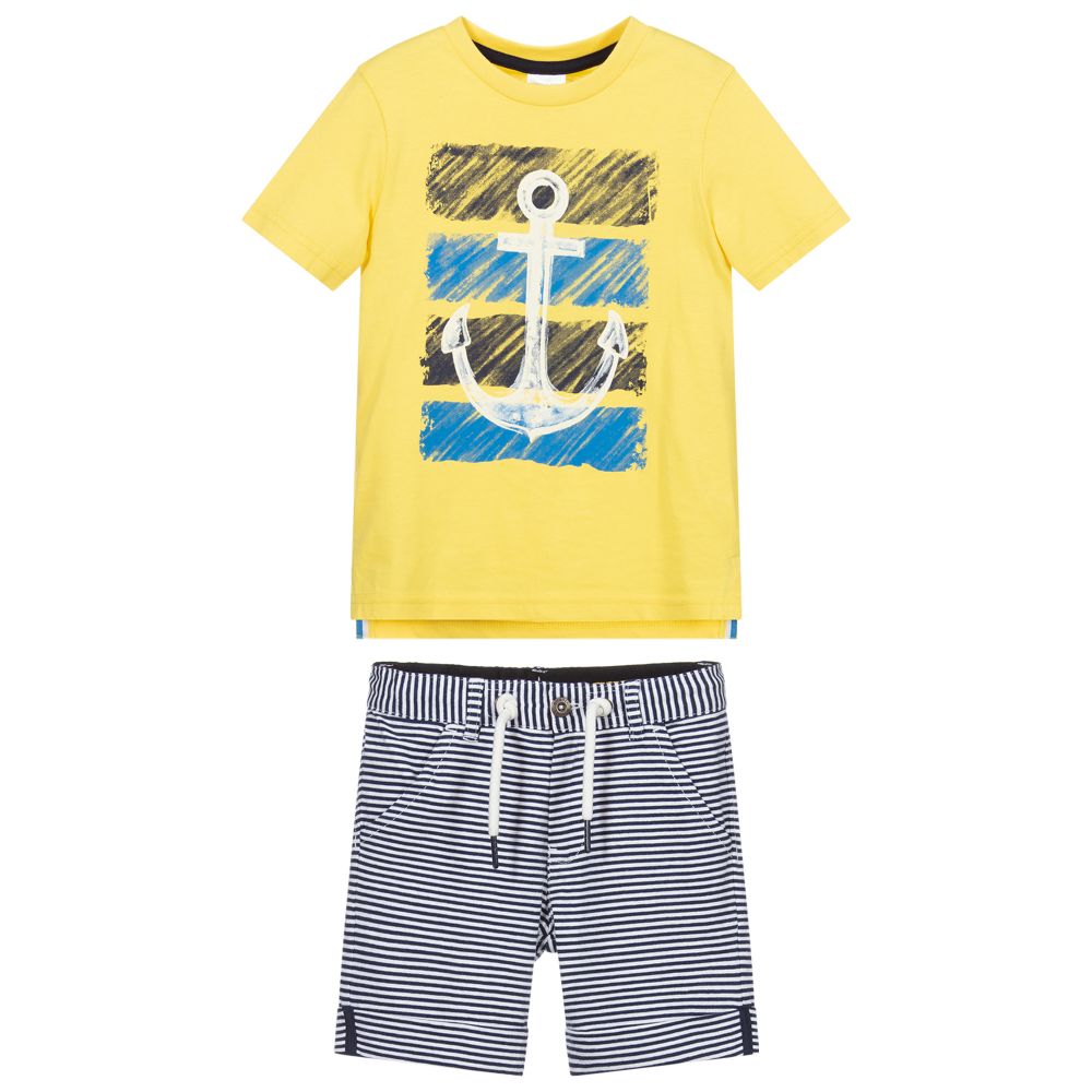 Boboli-Yellow & Blue Shorts Set | Childrensalon Outlet