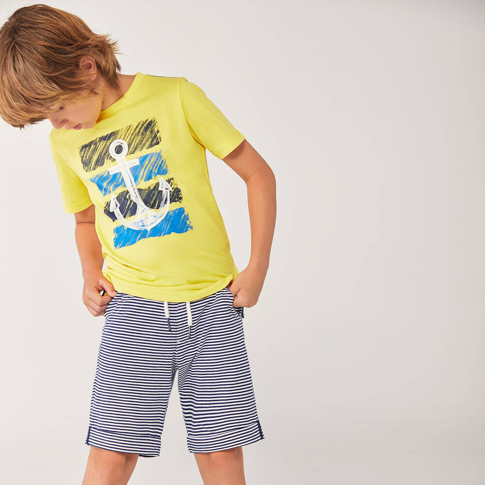 Boboli-Yellow & Blue Shorts Set | Childrensalon Outlet