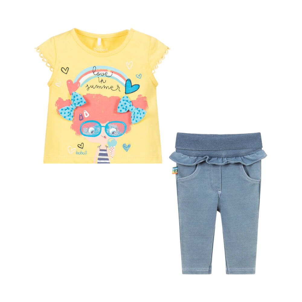 Boboli-Yellow & Blue Trouser Set | Childrensalon Outlet