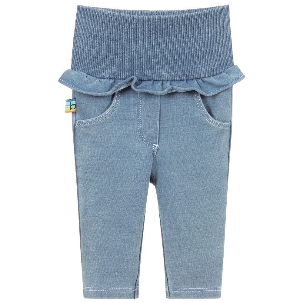 بوبولي-طقم بنطلون وتوب قطن جيرسي لون أصفر وأزرق للمولودات | Childrensalon Outlet